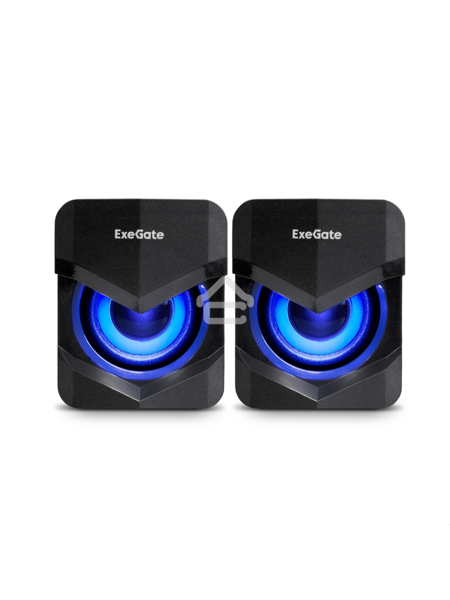 Акустическая система 2.0 ExeGate EX289685RUS Accord 200 (питание USB, 2х3Вт (6Вт RMS), 60-20000Гц,цвет черный, синяя подсветка)