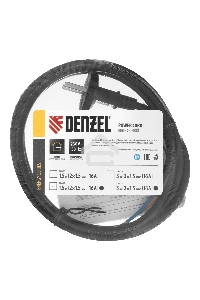 Шнур сетевой Energy Series, ПВС, 1,5 м, 2х1,5 мм, с неразборной вилкой, черный Denzel