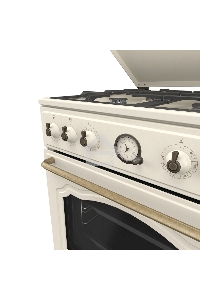 Газовая плита Gorenje GKS6C71CLI, электрическая духовка, металлическая крышка, чугун, слоновая кость