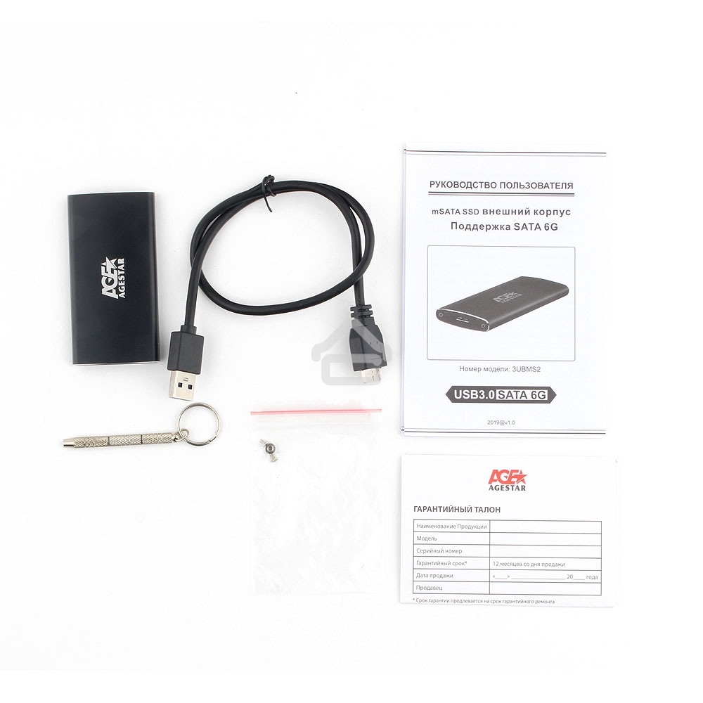 Внешний корпус mSATA AgeStar 3UBMS2 черный, алюминий, черный USB 3.0