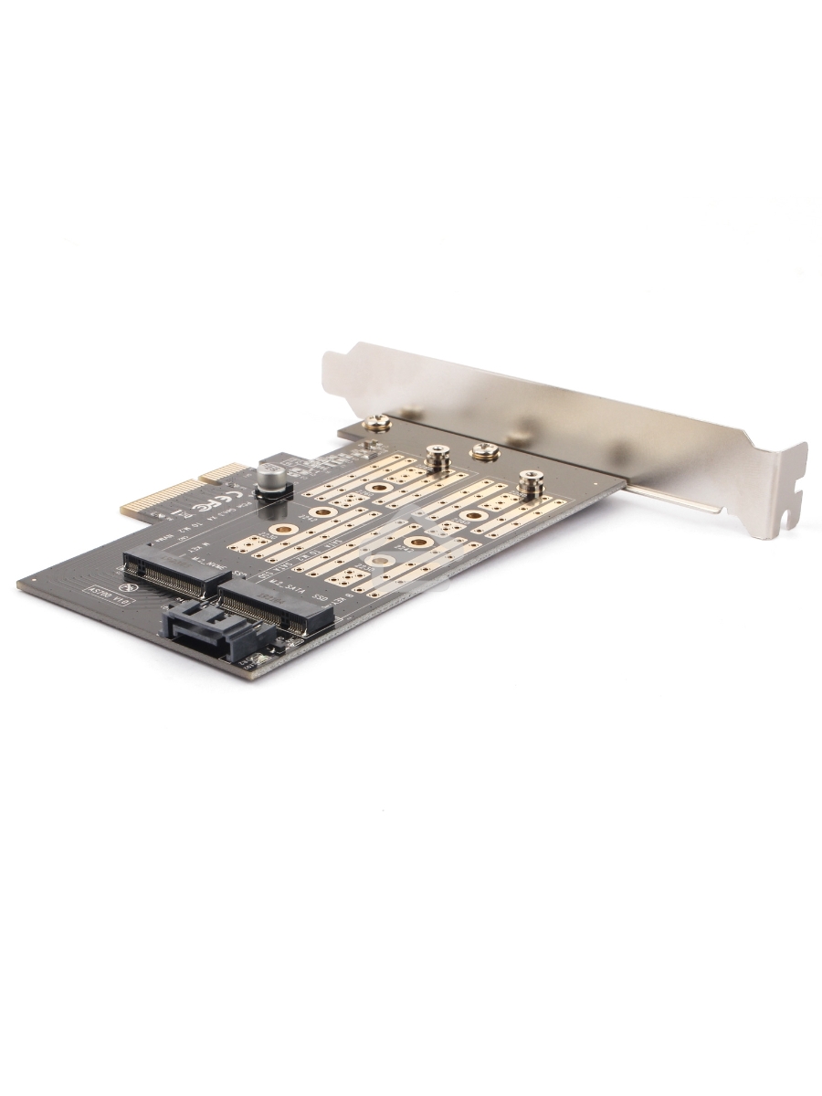 Адаптер AgeStar AS-MC02  PCI-E для M.2 SATA SSD+M.2 NVME SSD Card
