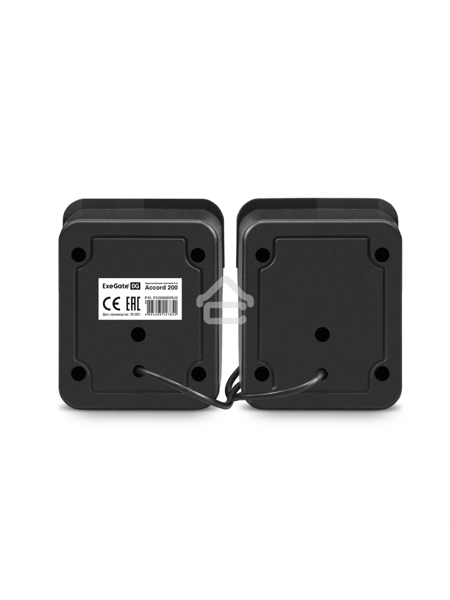 Акустическая система 2.0 ExeGate EX289685RUS Accord 200 (питание USB, 2х3Вт (6Вт RMS), 60-20000Гц,цвет черный, синяя подсветка)
