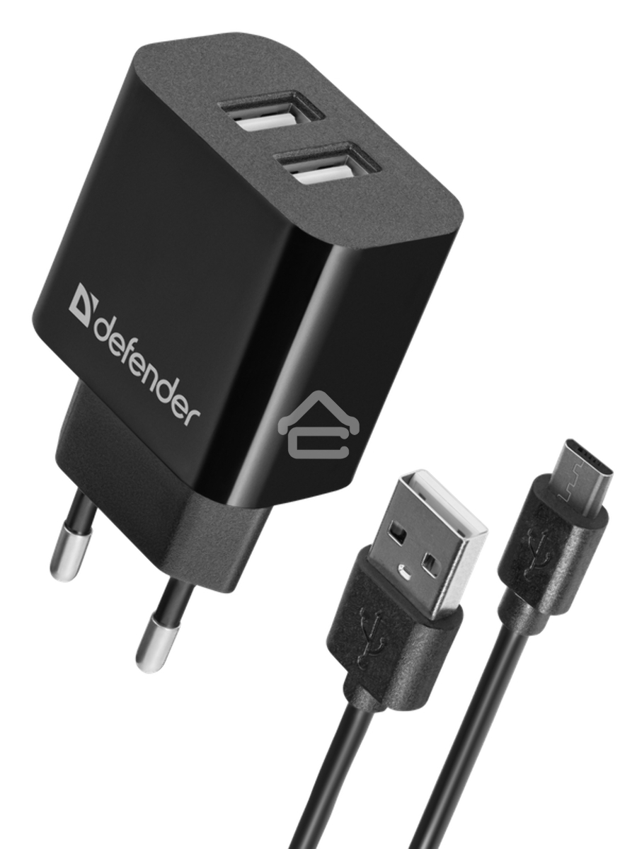 Сетевой адаптер Defender UPC-21 2xUSB,5V/2.1А кабель microUSB