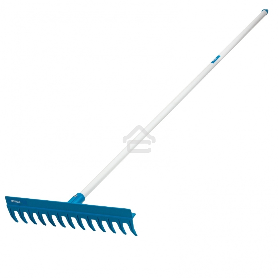 Грабли пластиковые, 430 мм, 13 прямых зубьев, усиленные, металлический черенок, LUXE Palisad