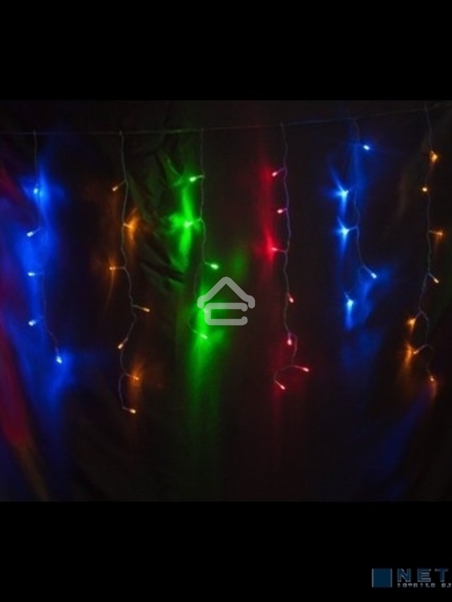 Гирлянда Айсикл NEON-NIGHT (255-009)(бахрома) светодиодный, 1,8 х 0,5 м, прозрачный провод, 230 В, диоды RGB