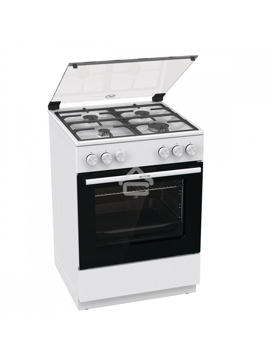 Плита газовая Gorenje GG6A11WF белый, конфорок 4 газовых, духовка 72 л, 60 см x 85 см x 60 см