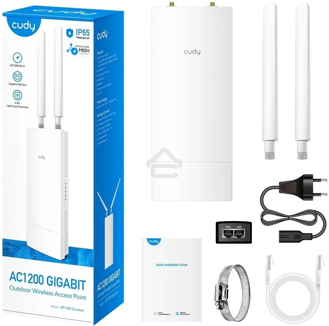Повторитель беспроводного сигнала Cudy AP1300 Outdoor AC1200 Wi-Fi белый