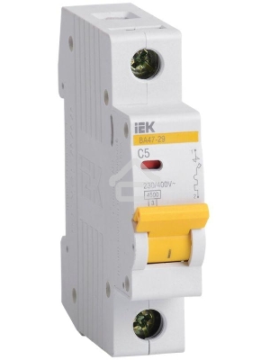 Автоматический выключатель IEK MVA20-1-005-C ВА47-29 1Р  5А 4,5кА х-ка С ИЭК