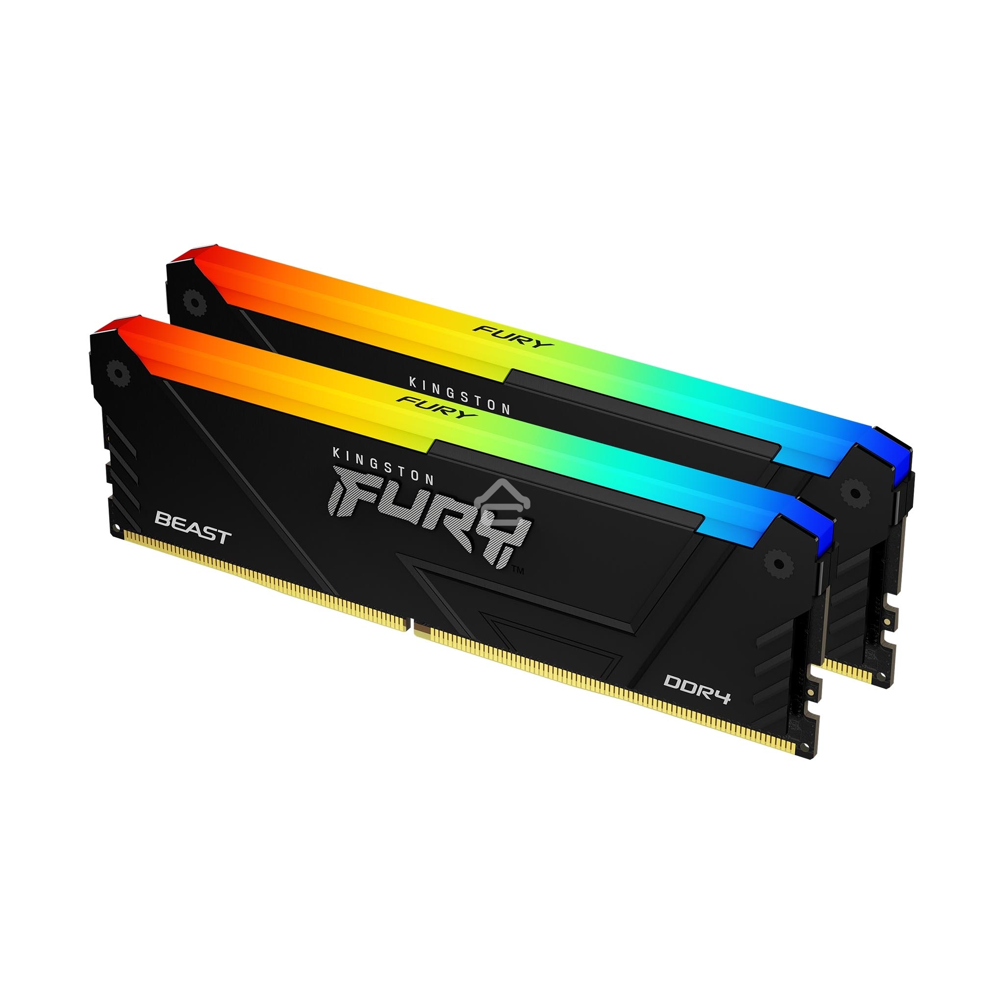 Оперативная память Kingston Fury Renegade, DDR4, 32GB (2x16GB), 3200MHz, CL16, DIMM, с радиатором, RGB, серебристый/черный