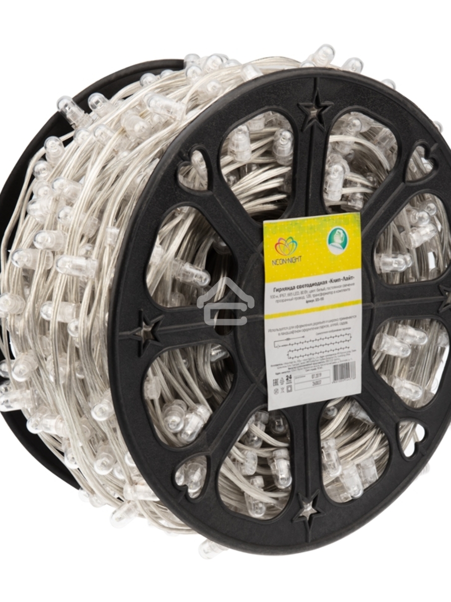 Гирлянда «LED Клип-лайт» 12 V, прозрачный ПВХ, 150 мм, цвет диодов Белый Flashing (Белый)