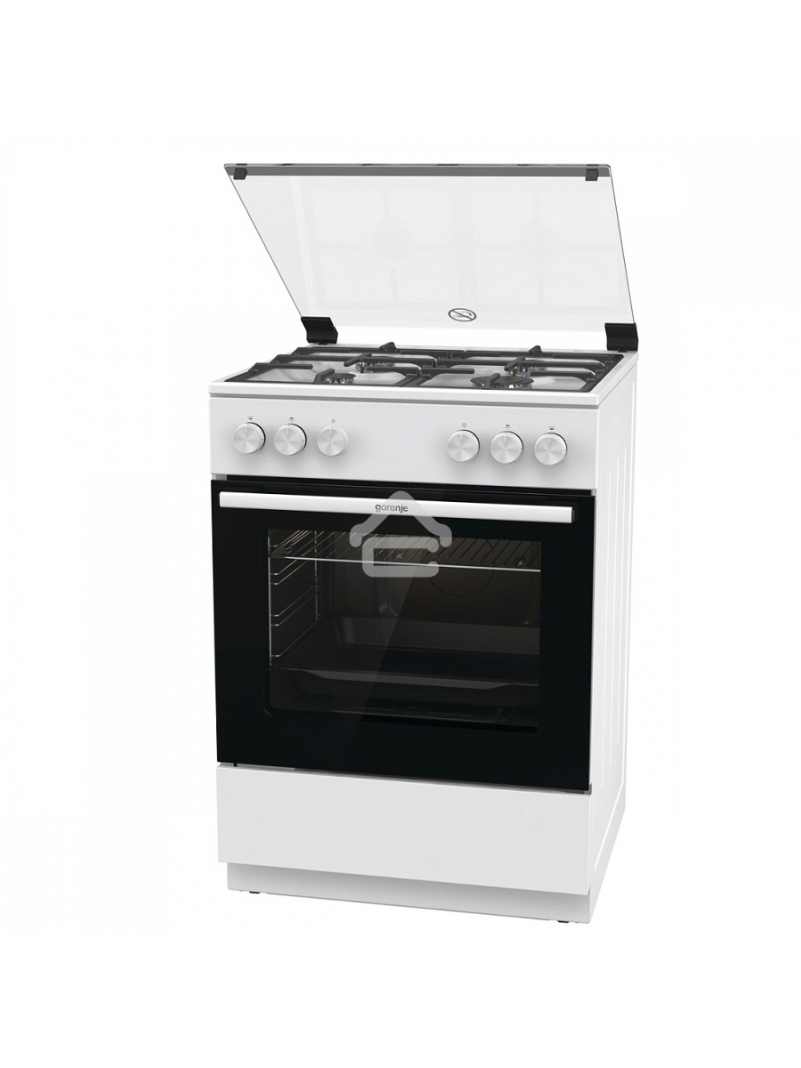 Плита газовая Gorenje GG6A11WF белый, конфорок 4 газовых, духовка 72 л, 60 см x 85 см x 60 см