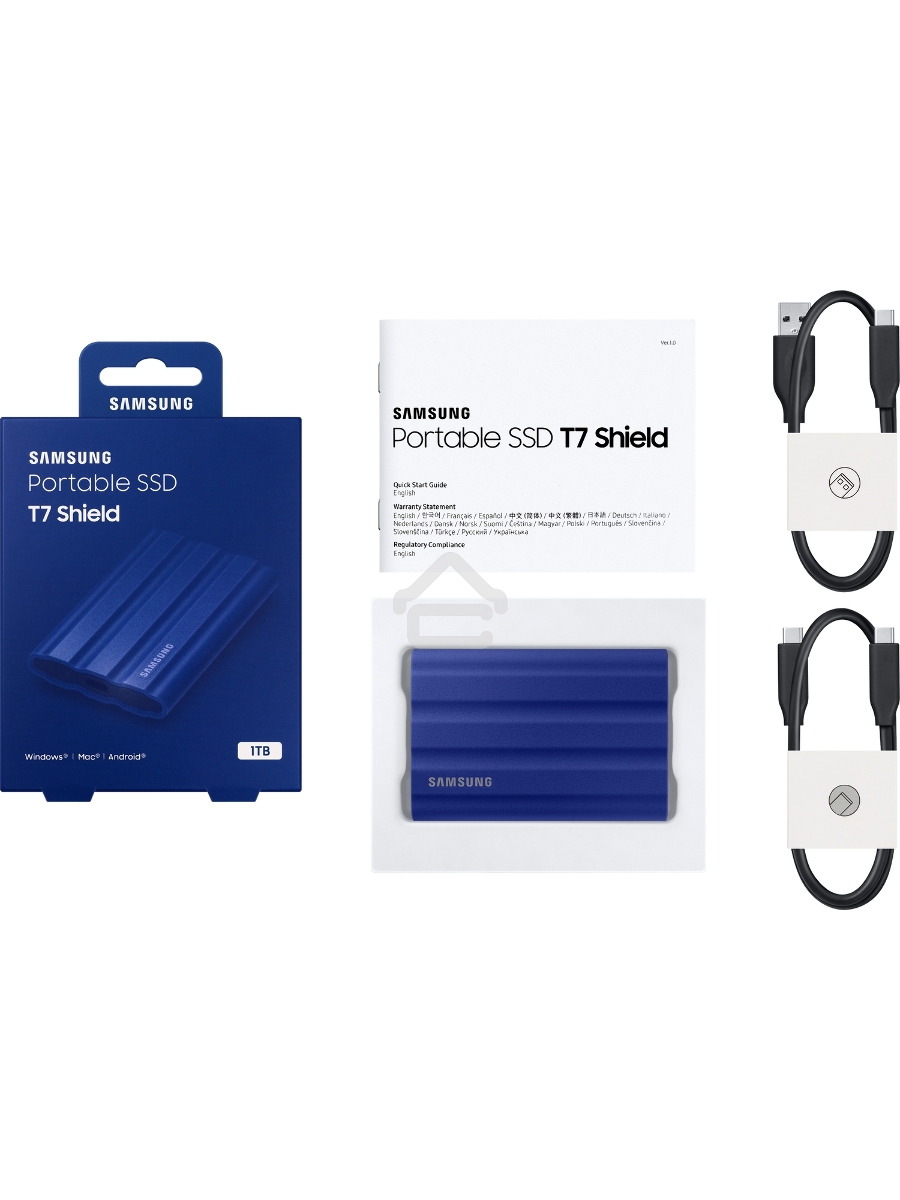Накопитель SSD Samsung T7 Shield MU-PE1T0R/WW, USB3.2, 1ТБ, синий