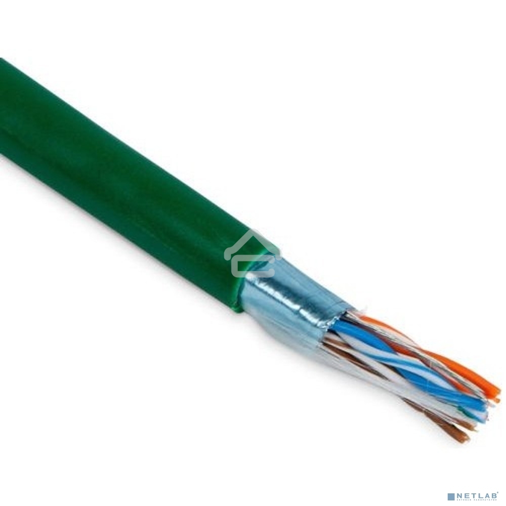Кабель витая пара Rexant F/UTP, cat.5e, нг(А)-LSLTx, 4х2х0,52мм, 24AWG, INDOOR, SOLID, зеленый, 305м