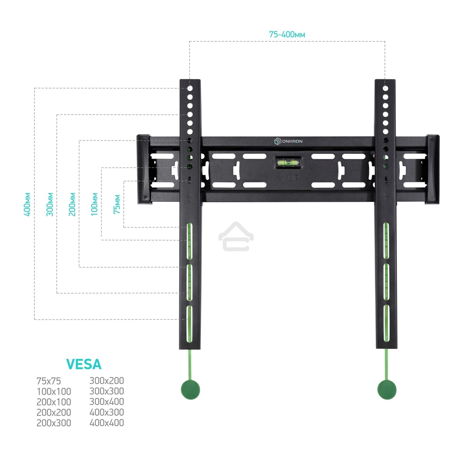 Кронштейн ONKRON FM5/32-55'' макс 400x400 наклон 0º от стены: 29мм макс вес 56,8кг