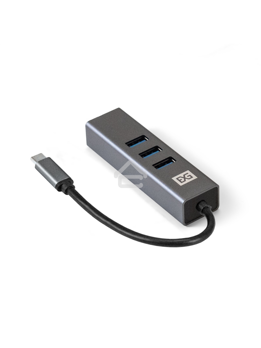 Хаб USB (концентратор) ExeGate DUB-4TC (кабель-адаптер USB Type C --> 4xUSB3.0, Plug&Play, серебристый)