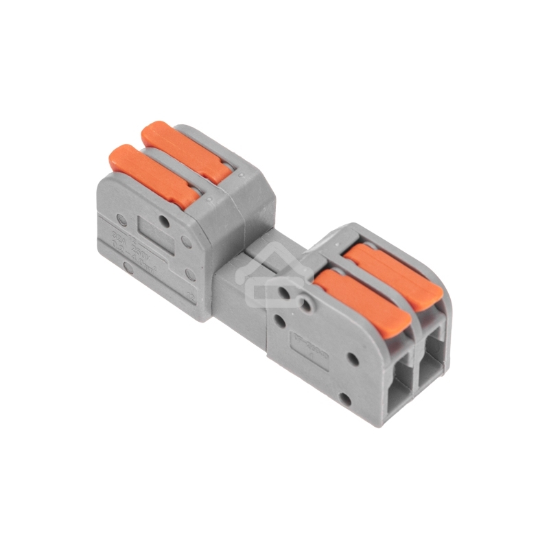 Клемма Rexant СМК 222-422R проходная разъемная 2 полюса серый 0,2-2,5/4 мм² (50 шт/уп)