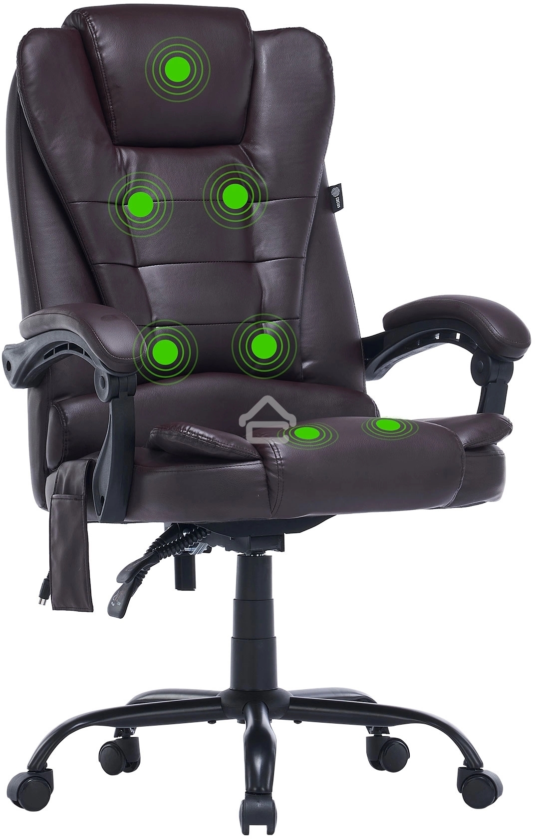 Кресло компьютерное Cactus CS-CHR-OC03M-BR темно-коричневый, эко.кожа, с подголовником