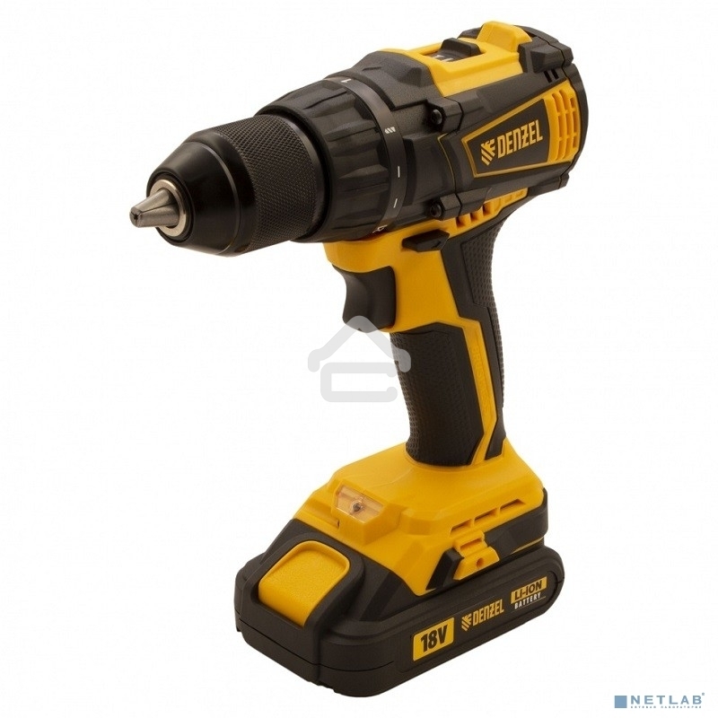 Дрель-шуруповерт аккумуляторная Denzel BLDL-IB-18-02, 18В, 2 АКБ, Кейс