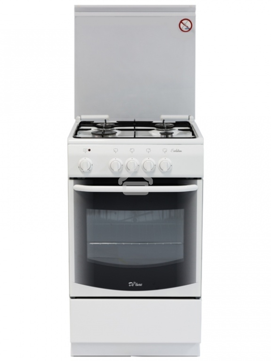 Плита газовая De Luxe 5040.37Г (КР) белый, конфорок 4 шт, духовка 43 л, 50 см x 85 см x 50 см