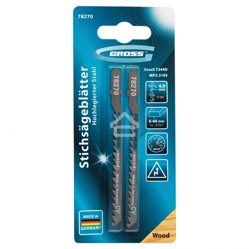 Полотна для электролобзика Gross 78270 по дереву, 2 шт. (3105 - T244D)