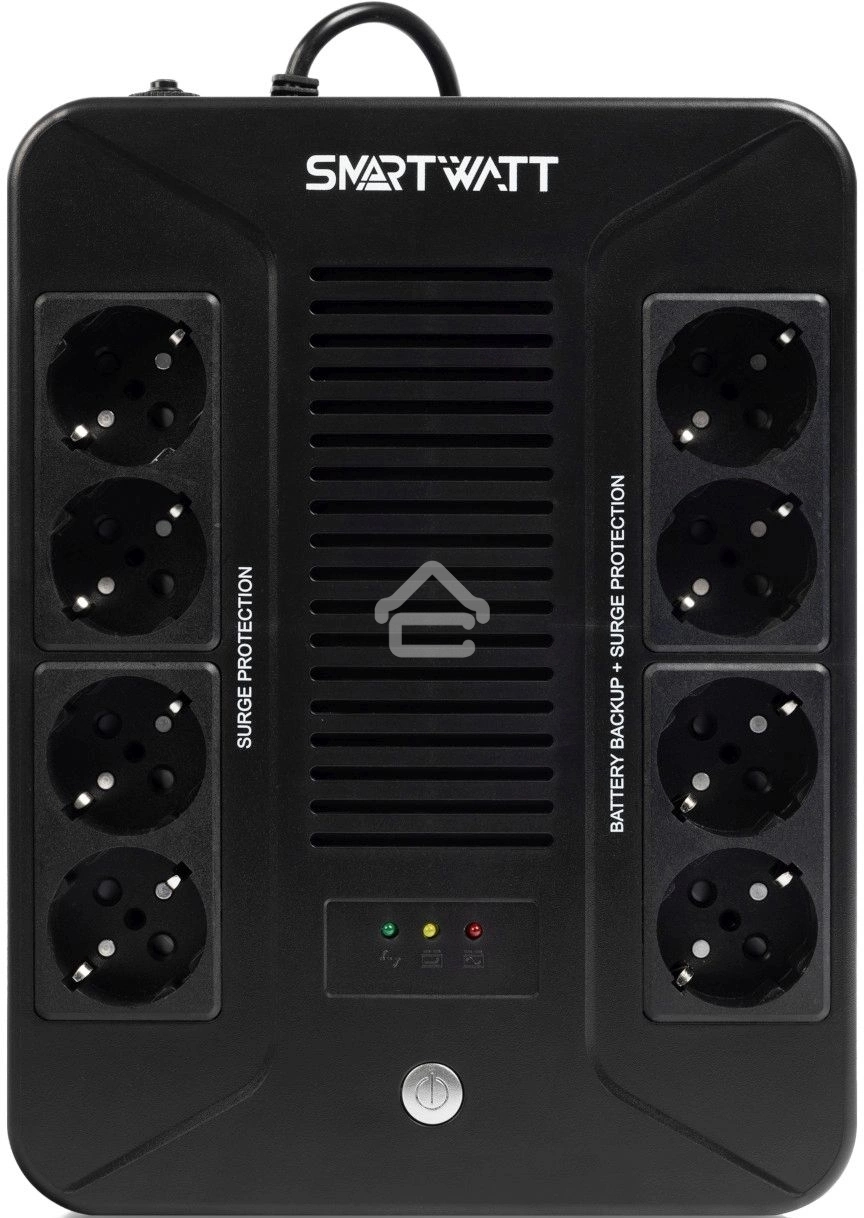Источник бесперебойного питания SMARTWATT UPS SAFE PRO 600 Line-interactive 600VA/360W Brick (Euro x8, LED, 275x210x95(мм), 4,8 кг, гарантия 24мес.