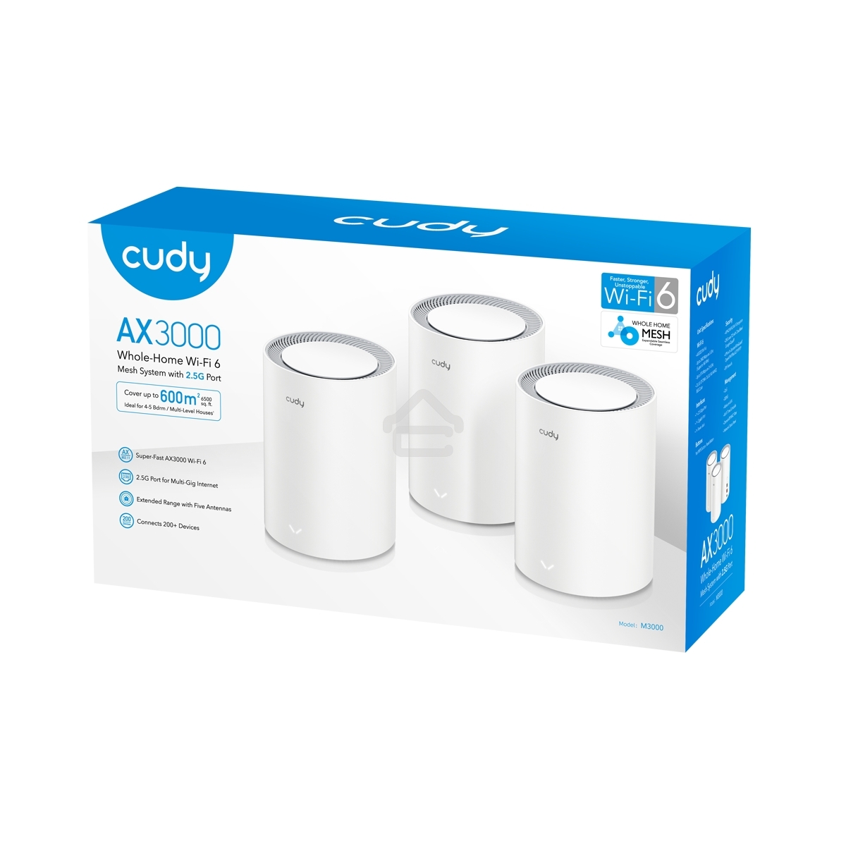 Бесшовный Mesh роутер Cudy M1800(3-Pack) AX1800 10/100/1000BASE-TX белый (упак.:3шт)