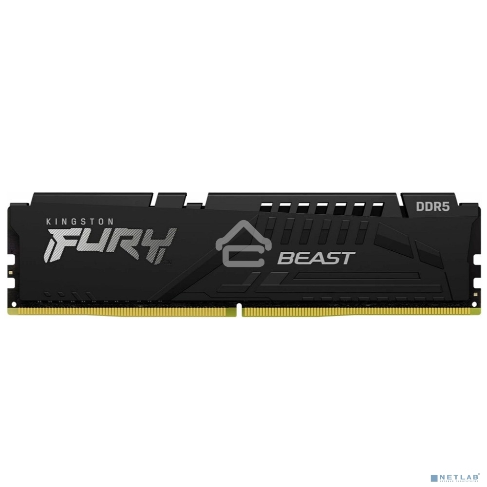 Оперативная память Kingston Fury Beast, DDR5, 16Gb (1x16Gb), 6000MHz, CL30, DIMM, с радиатором, черный
