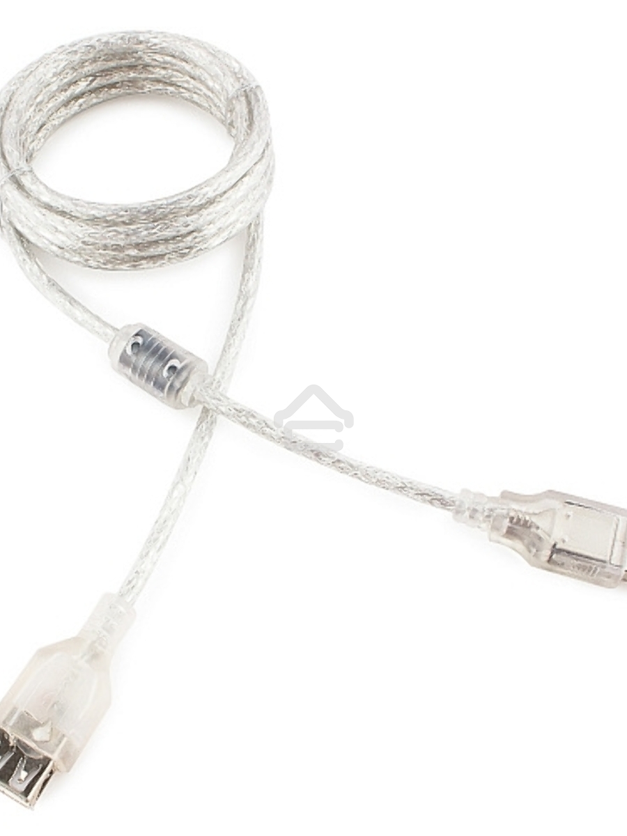 Кабель удлинитель USB2.0 Pro Cablexpert CCF-USB2-AMAF-TR-6, AM/AF, 1,8м, экран, 2феррит.кольца, прозрачный, пакет
