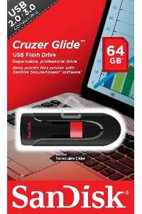 Флеш диск Sandisk 64Gb Cruzer Glide SDCZ60-064G-B35 USB2.0 черный/красный