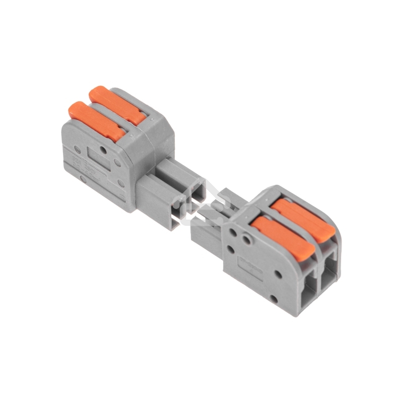 Клемма Rexant СМК 222-422R проходная разъемная 2 полюса серый 0,2-2,5/4 мм² (50 шт/уп)