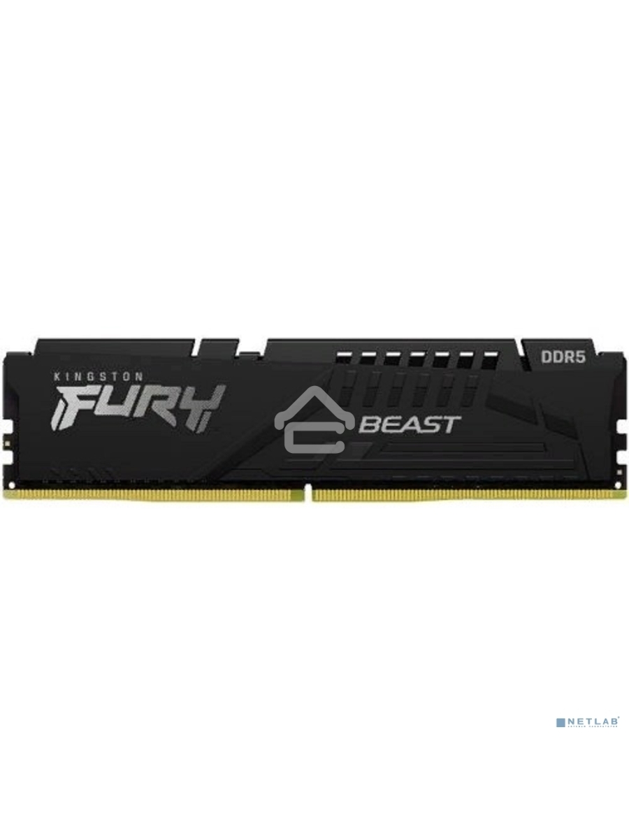 Оперативная память Kingston Fury Beast Black, DDR5, 32GB (1x32 GB), 6000 MHz, CL36, DIMM, радиатор, чёрный