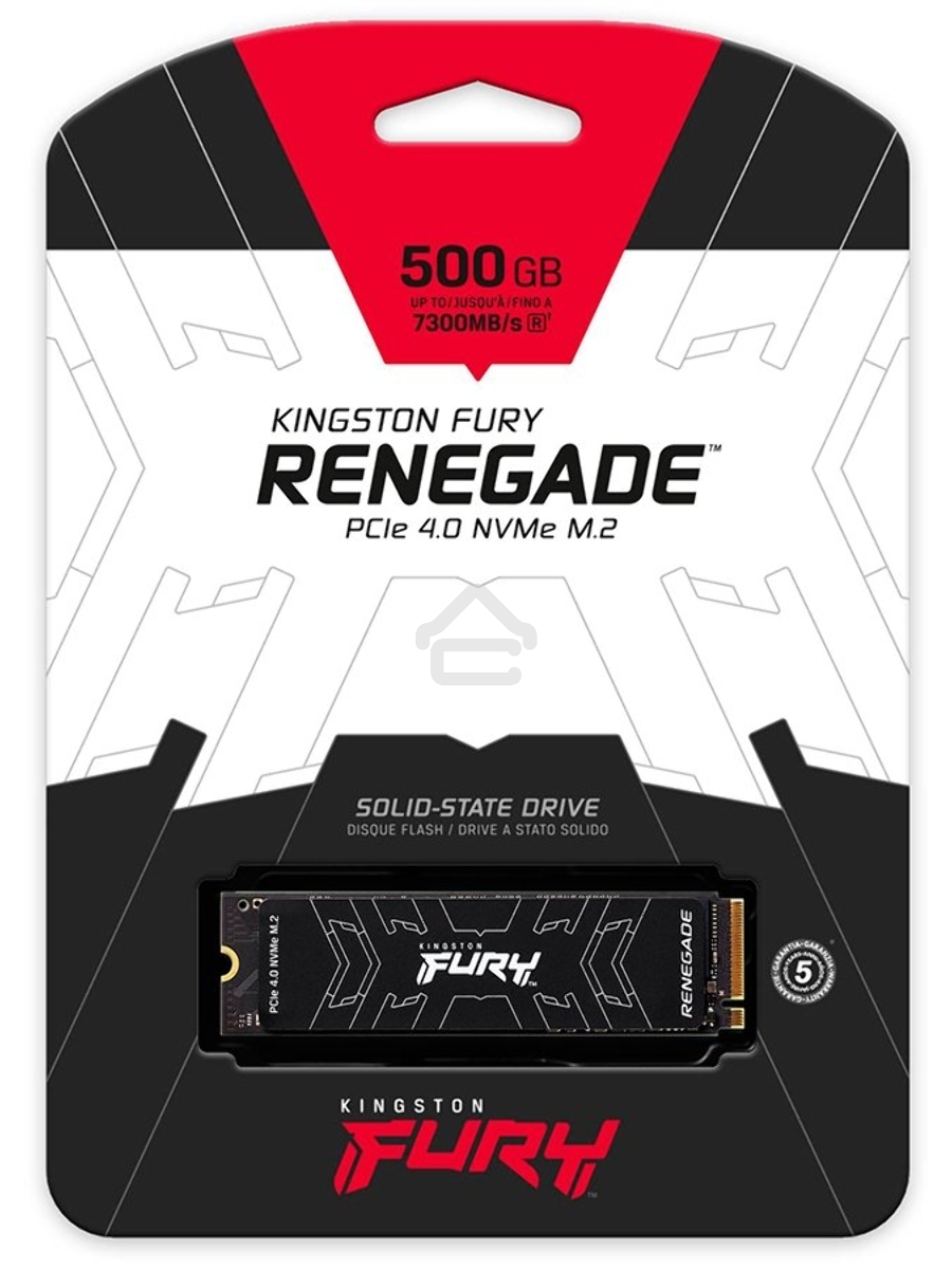 Накопитель SSD Kingston Fury Renegade, 500Gb, PCIe 4.0 x4, M.2 2280, NVMe, R/W 7300/3900, с радиатором