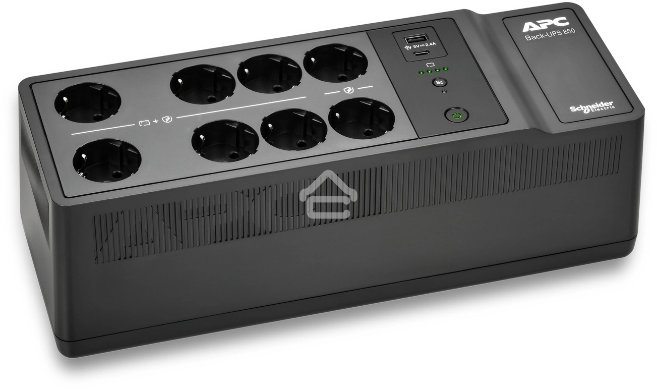 Источник бесперебойного питания APC Back-UPS ES 850VA/520W, 230V, 8 Schuko (2 Surge & 6 batt.), USB, USB charge(type A,C), Data/DSL protect.,(BE700G-RS, BE850G2-GR analogue), 1 year warranty