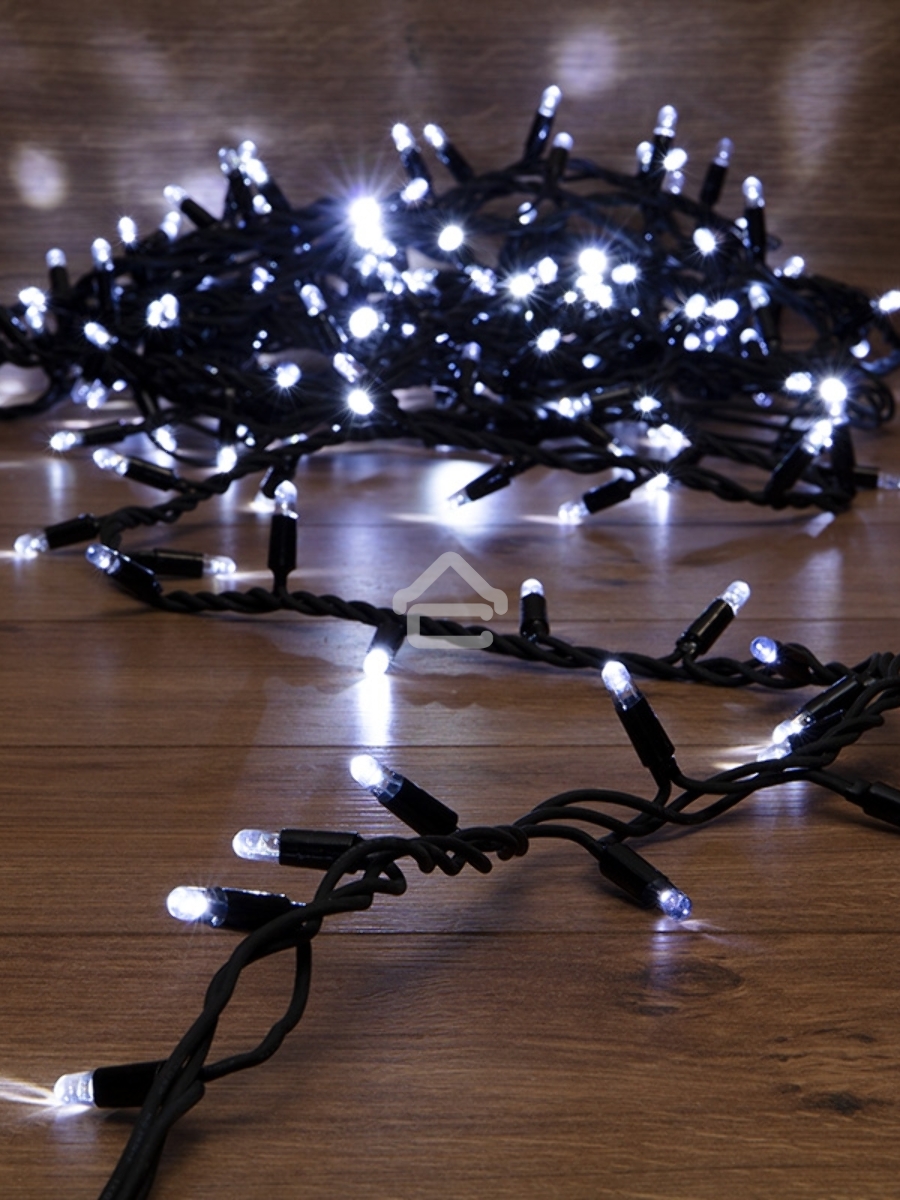 Гирлянда модульная «Дюраплей LED» 10 м, 200 LED, черный каучук, цвет свечения белый с эффектом мерцания NEON-NIGHT