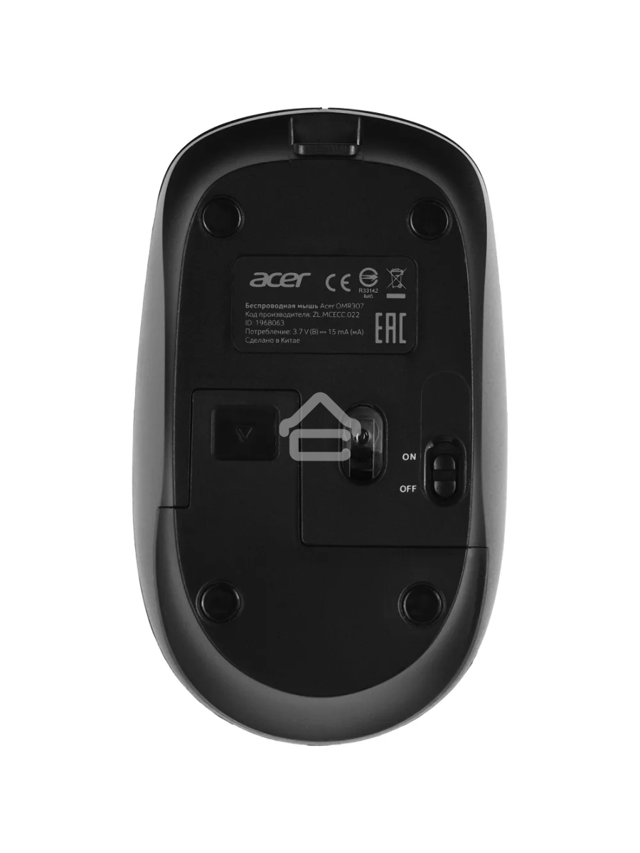 Мышь беспроводная Acer OMR307 черный, 1600 dpi, радиоканал, USB, кнопки - 4