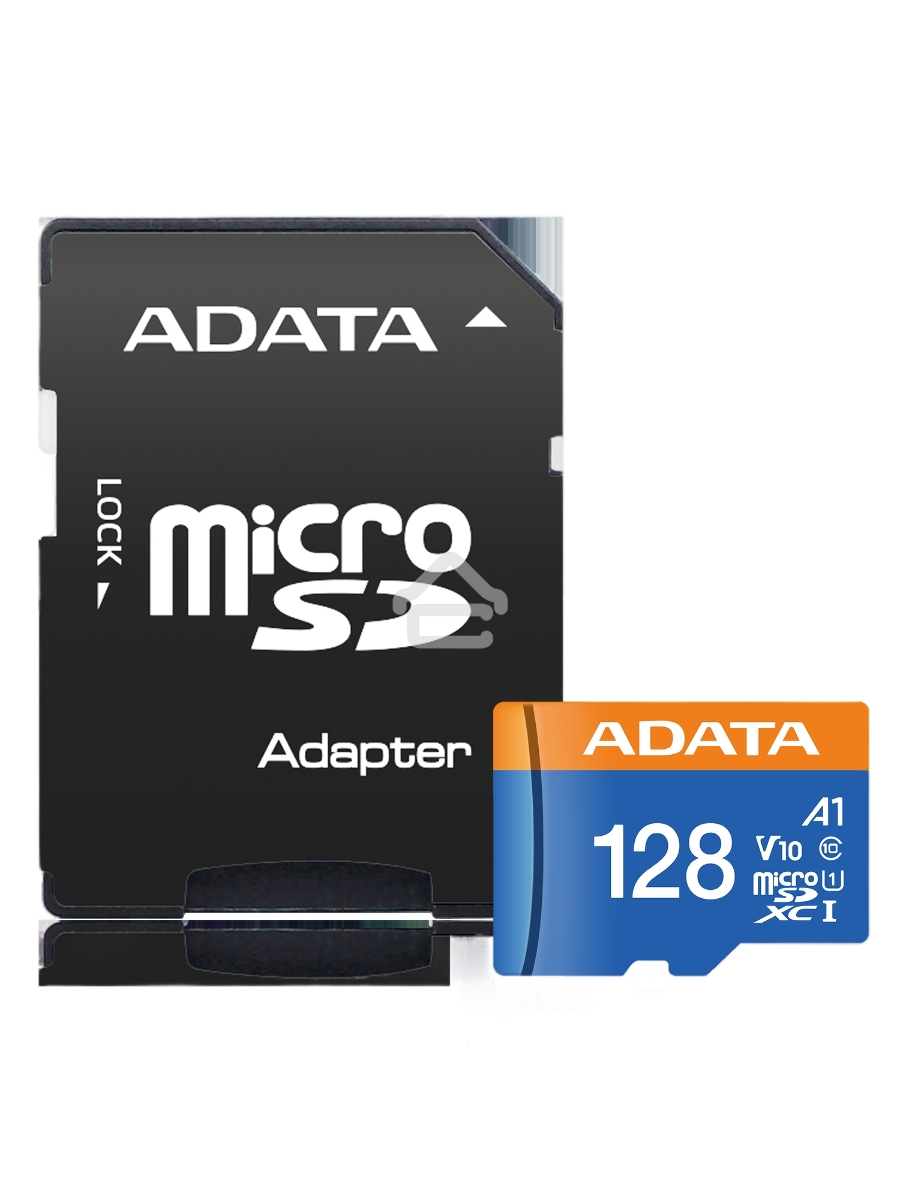 Флеш карта Micro SecureDigital 128Gb ADATA AUSDX128GUICL10A1-RA1 {MicroSDXC Class 10 UHS-I, SD adapter}