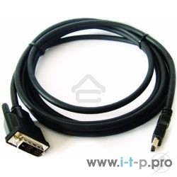 Кабель HDMI-DVI Cablexpert CC-HDMI-DVI-15, 19M/19M, single link, медь, позол.разъемы, экран, 4.5м, черный, пакет
