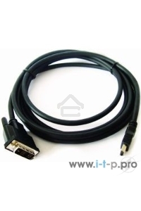 Кабель HDMI-DVI Cablexpert CC-HDMI-DVI-15, 19M/19M, single link, медь, позол.разъемы, экран, 4.5м, черный, пакет