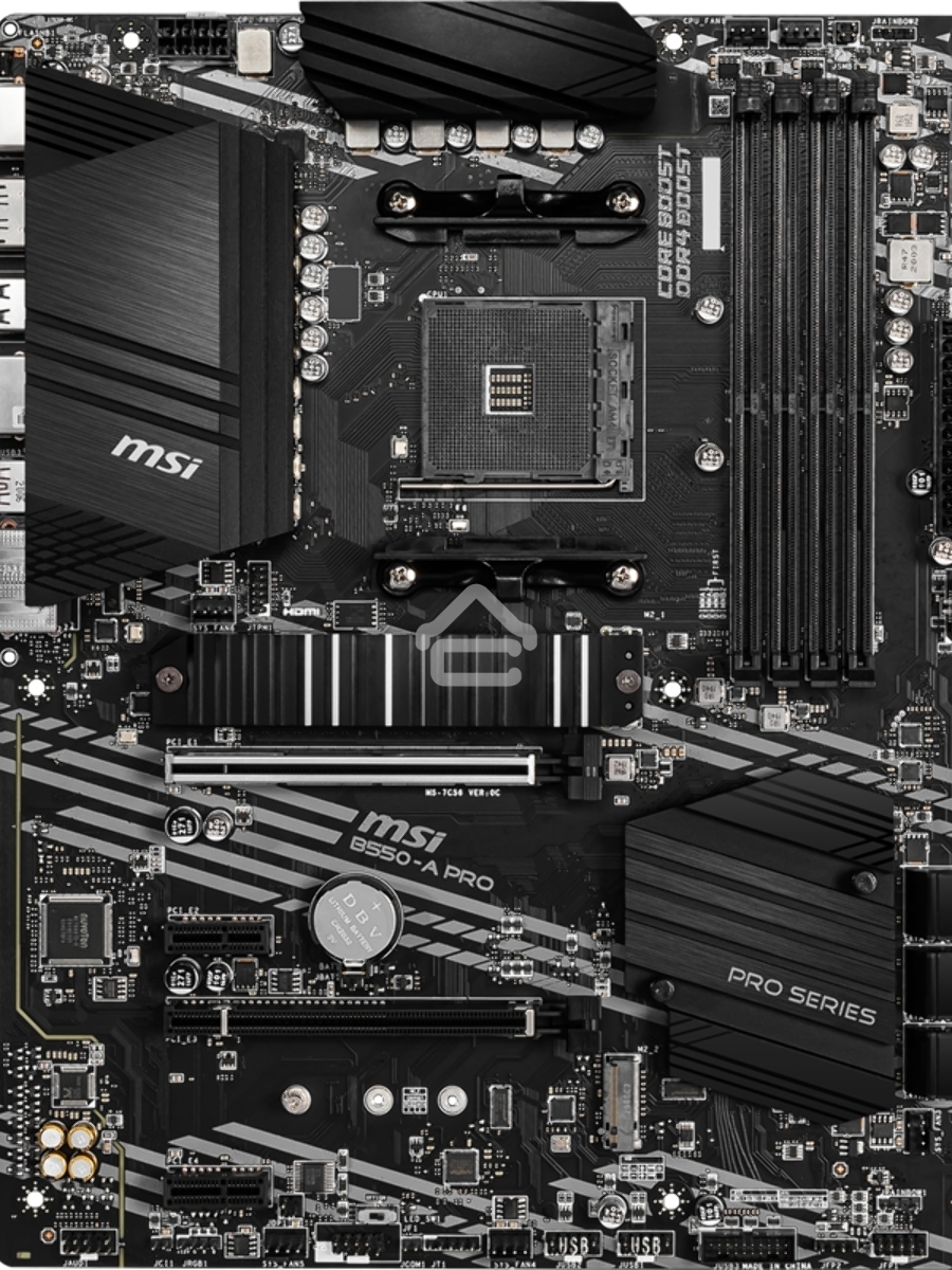 Материнская плата MSI B550-A PRO, AM4, AMD B550, 4xDDR4, 6xSATA, 2xM.2, 1xPCI-E 4.0 x16, 1xPCI-E 3.0 x16, 2xPCI-E x1, 1xHDMI, 1xDP, 1x 1Gb LAN, 4xUSB-A 2.0, 2xUSB-A 3.2 Gen 1, 1xUSB-A 3.2 Gen 2, 1xUSB-C 3.2 Gen 2, 6x3.5 мм, 7.1, ATX