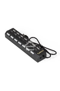 Хаб USB (концентратор) ExeGate EX293978RUS DUB-72SW (кабель-адаптер USB2.0 --> 7xUSB2.0, кнопки включения/отключения для каждого порта, Plug&Play, черный)