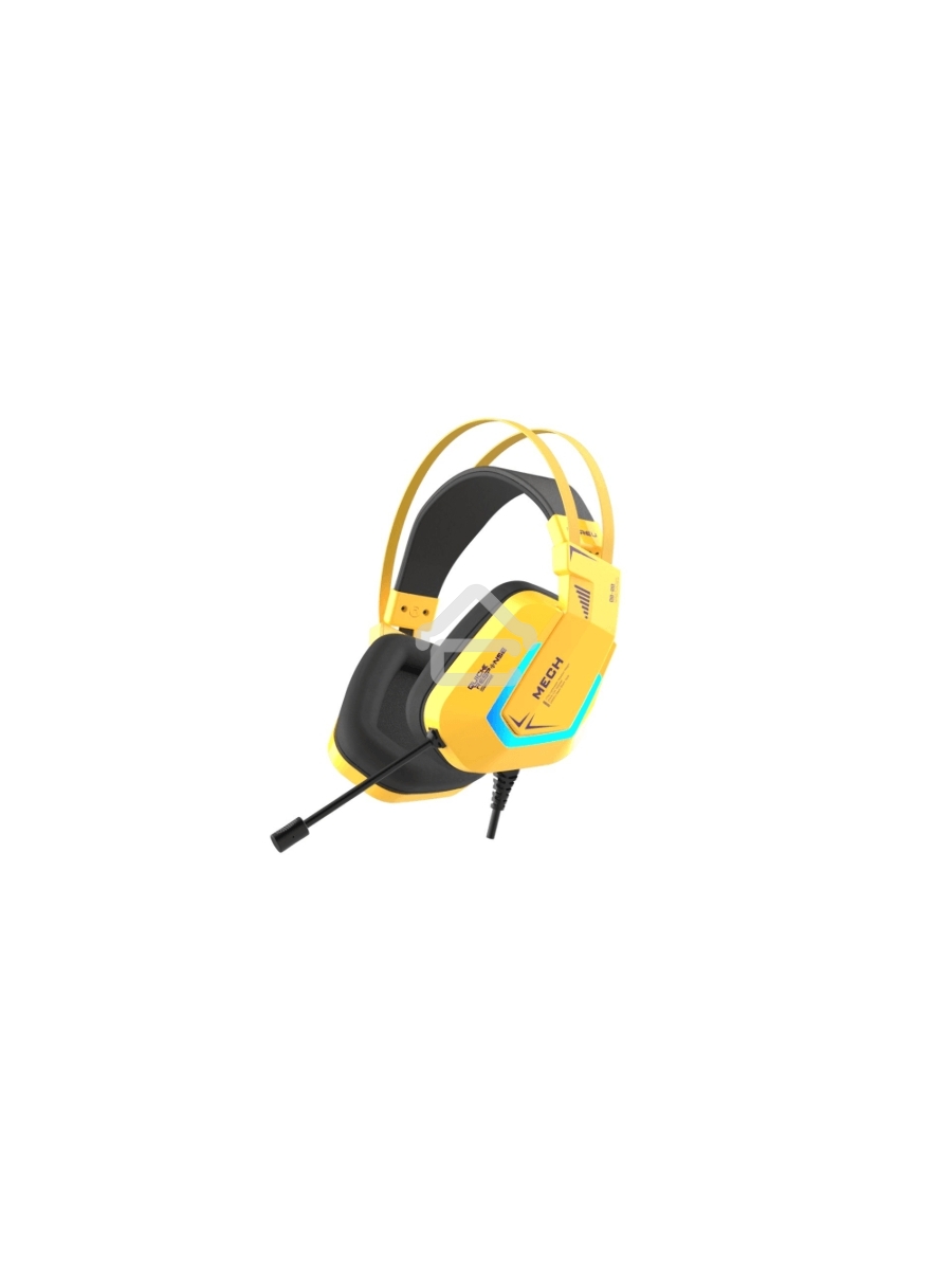 Гарнитура игровая проводная Dareu EH732 Yellow (желтый), подключение USB, подсветка RGB