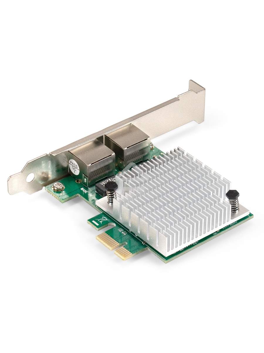 Сетевой адаптер ExeGate EXE-562 (PCI-E x1 v2.0, 2xRJ45, UTP 10/100/1000Mbps, Realtek Chipset RTL8111F)