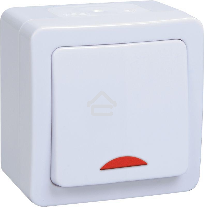 Выключатель 1-кл. ОП ГЕРМЕС PLUS для открытой установки со свет. индик. ВС20-1-1-ГПБ IP54 (цвет клавиши: белый) ИЭК EVMP11-K01-10-54-EC