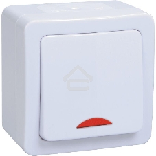 Выключатель 1-кл. ОП ГЕРМЕС PLUS для открытой установки со свет. индик. ВС20-1-1-ГПБ IP54 (цвет клавиши: белый) ИЭК EVMP11-K01-10-54-EC