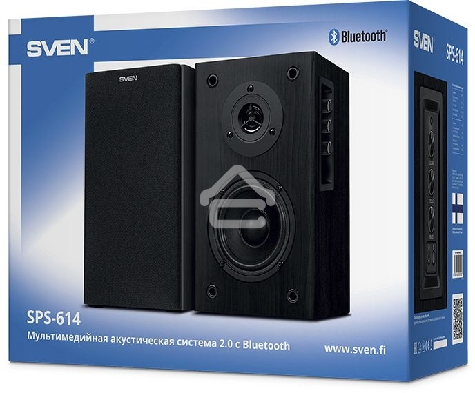 Колонки Sven SPS-614 2.0 (2x20W, Bluetooth, дерево, black)