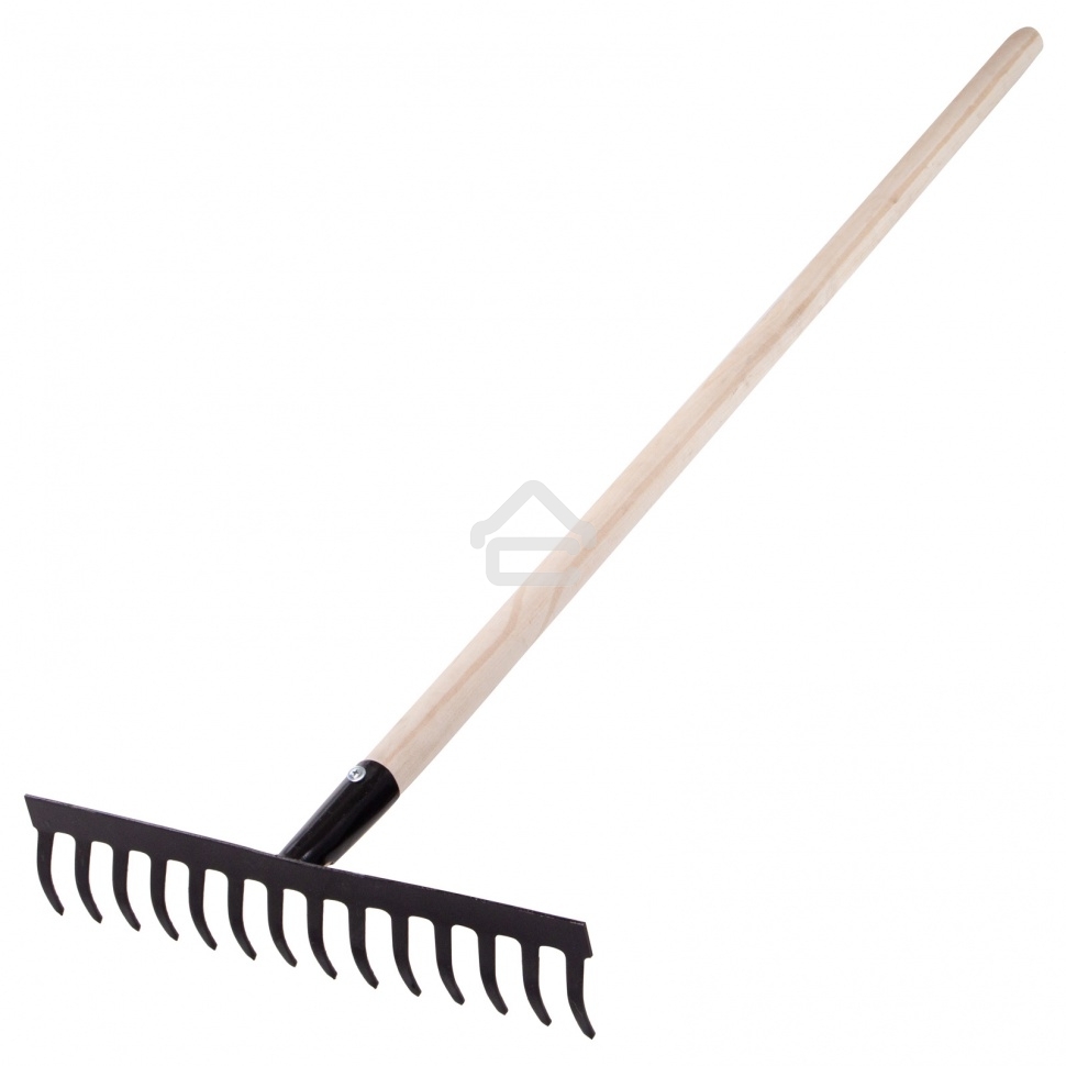 Грабли Сибртех стальные, 360х1300 мм, 14 прямых зубьев, деревянный черенок