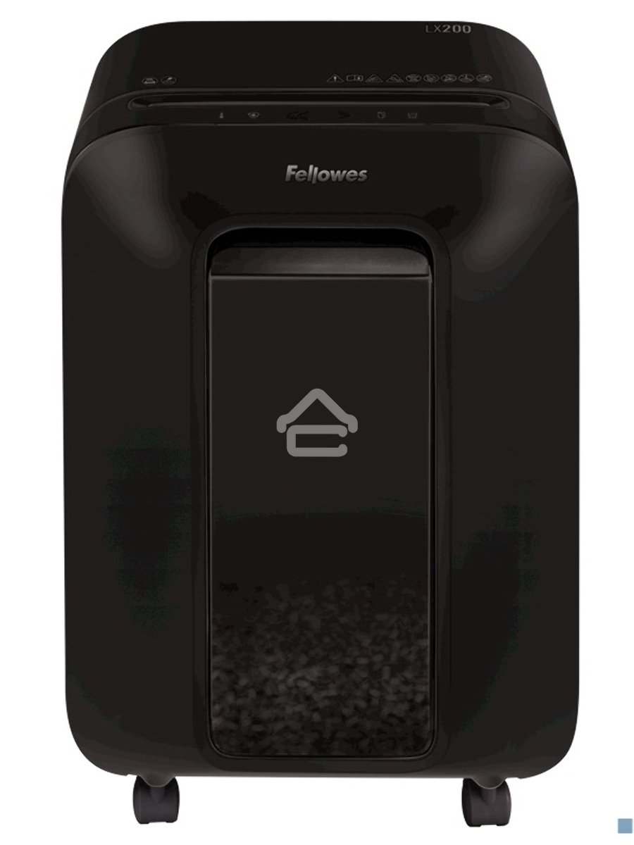 Шредер Fellowes PowerShred LX200 черный (секр.P-4)/перекрестный/12лист./22лтр./скрепки/скобы/пл.карты