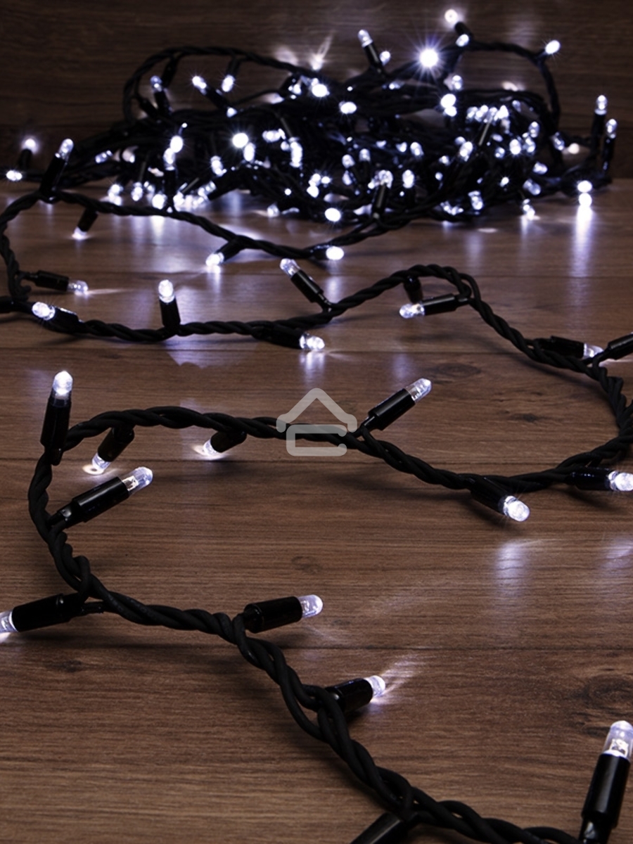 Гирлянда модульная «Дюраплей LED» 10 м, 200 LED, черный каучук, цвет свечения белый NEON-NIGHT