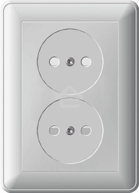Розетка 2-м СП W59 16А IP20 защ. шторки без заземл. бел. SchE RS16-254-18