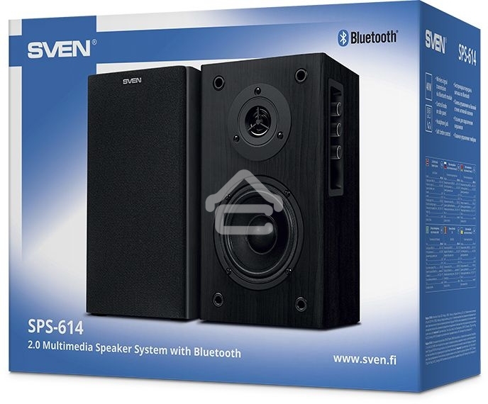 Колонки Sven SPS-614 2.0 (2x20W, Bluetooth, дерево, black)